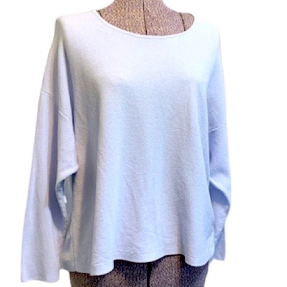 Eileen Fisher Women's Light Blue Textured Tencel Blend 3/4 Sleeve Top Size M - Picture 1 of 6